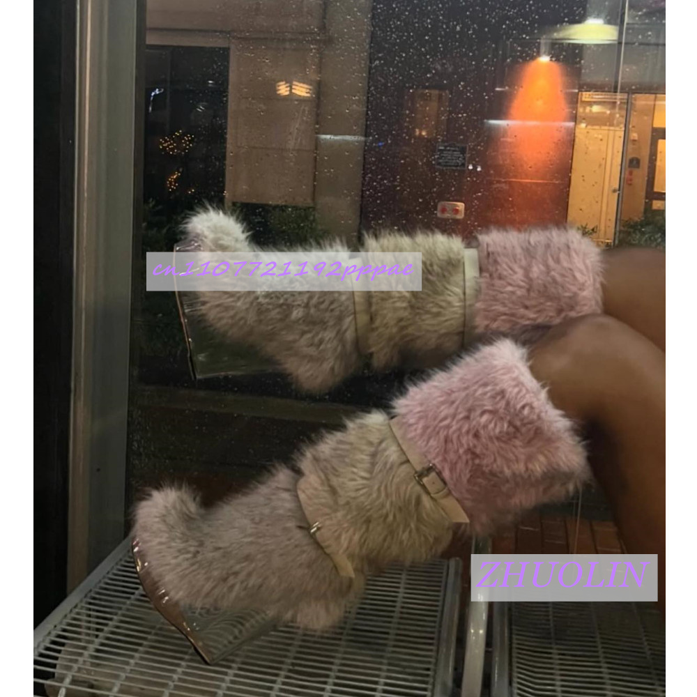 Waterproof Winter Boot - Sepatu Bot Wedge Transparan Berbulu Musim