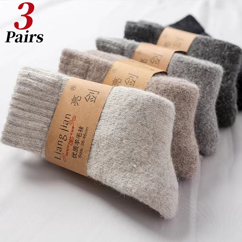Thermal Sock Wool - Kaus kaki hangat pria, 3 pasang/kaus