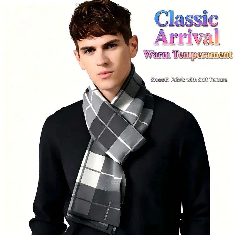 1 buah syal pria bermotif kota - Wool Scarf Men ulasan dan harga