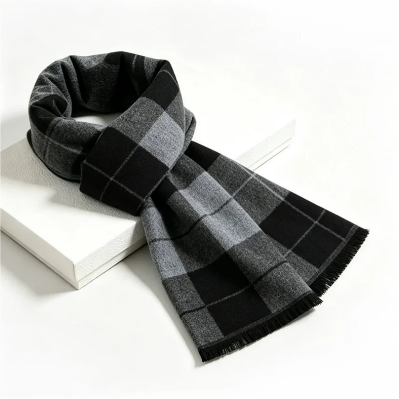 1 buah syal pria bermotif kota - Wool Scarf Men ulasan dan harga