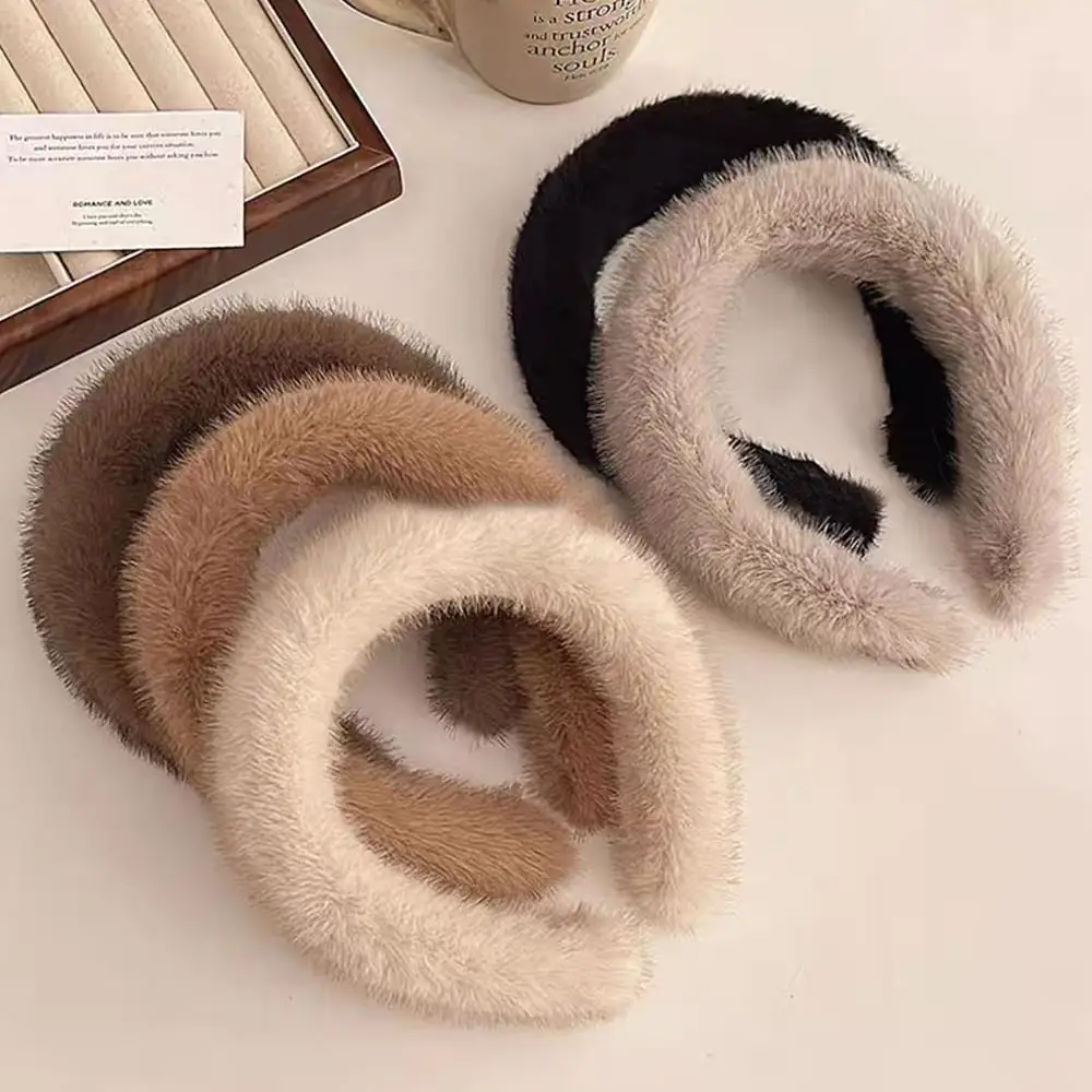 Headband Bulu Mink Warna Solid - Winter Headband Fleece ulasan dan harga