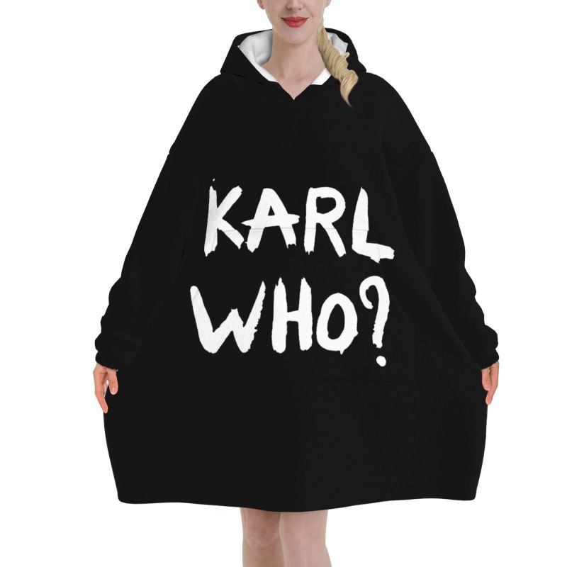 Karl Who Slogan Black Wearable - Sherpa Hoodie Fleece ulasan dan harga