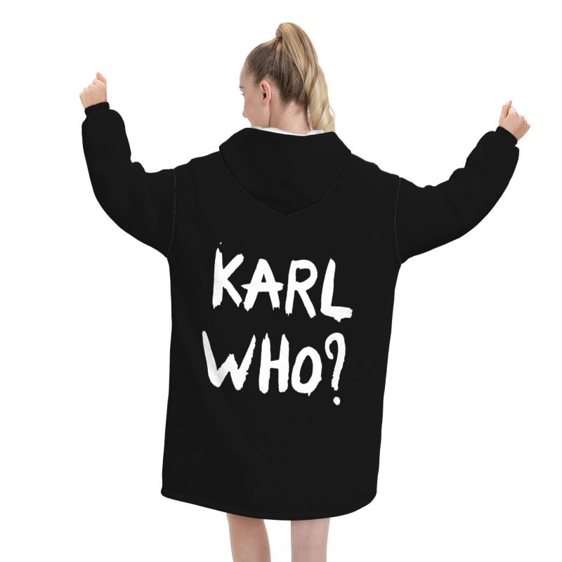 Karl Who Slogan Black Wearable - Sherpa Hoodie Fleece ulasan dan harga